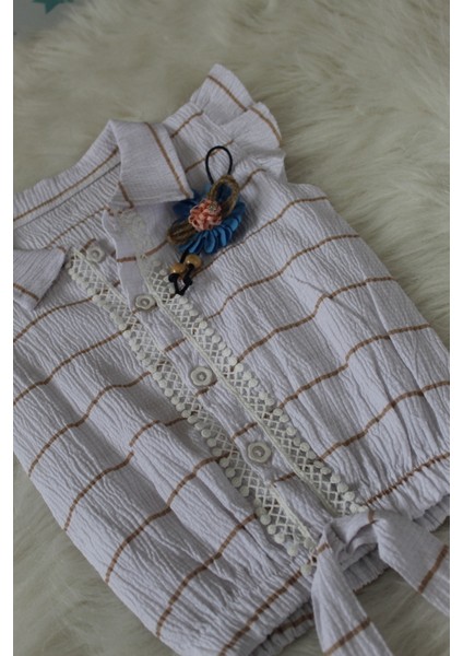 Kareli Desen Yakada Çiçek Detay Çocuk Gömlek modelleri