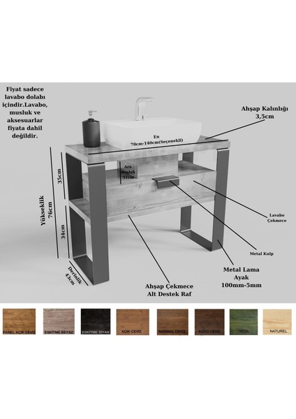 Ipek Masif Ahşap Lavabo Dolabı HILTON(130CM)