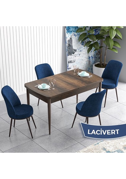Concept Han Serisi 70X114 Açılabilir Mdf Barok Ahşap Desen Mutfak Masası Takımı 4 Sandalye