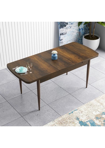 Concept Han Serisi 70X114 Açılabilir Mdf Barok Ahşap Desen Mutfak Masası Takımı 4 Sandalye