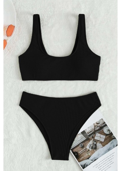 Özel Fitilli Kumaş Yüksek Bel Tankini Bikini Takım modelleri