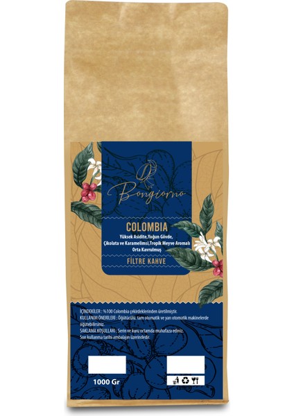 Colombia Öğütülmüş Filtre Kahve 1000 gr fiyatları