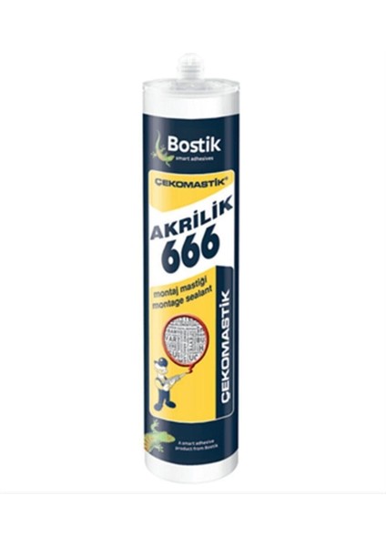 Beyaz Çekomastik Montaj Mastiği 5 Adet 666