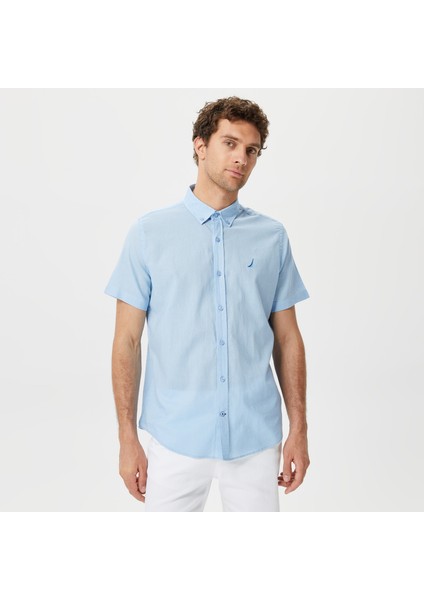 Nautıca Erkek Mavi Classic Fıt Kısa Kollu Gömlek W35545T.4NN