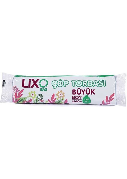 Büyük Boy Çöp Torbası 65 x 80 cm 10 Lu Rulo x 5 Paket = 50 Adet Mavi