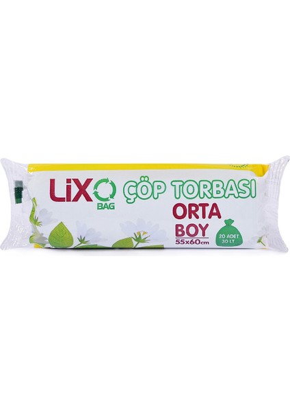 Orta Boy Çöp Torbası 55 x 60 cm 20 Li Rulo x 5 Paket = 100 Adet