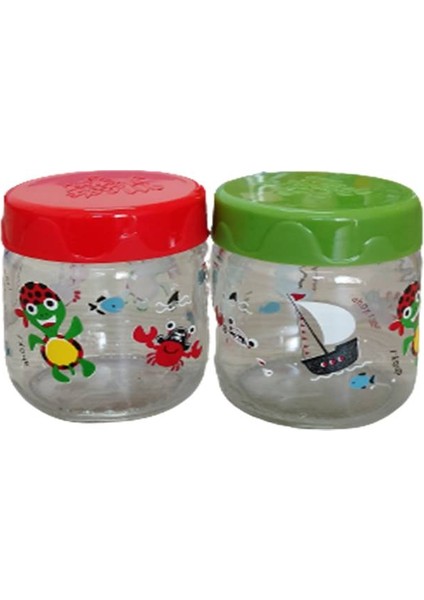 Sevimli 200 ml 2’li Kavanoz Kırmızı-Yeşil