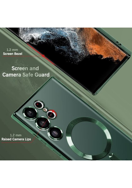 Samsung Galaxy S23 Ultra Kılıf Magsafe Kamera Lensli Korumalı Şeffaf Silikon Kapak