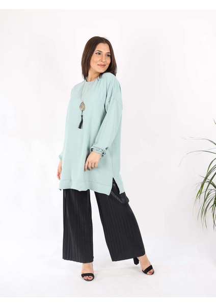 Kolyeli Aurobin Kumaş Tunik Su Yeşili modelleri