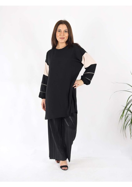 Garni Detaylı Aurobin Kumaş Tunik Siyah modelleri