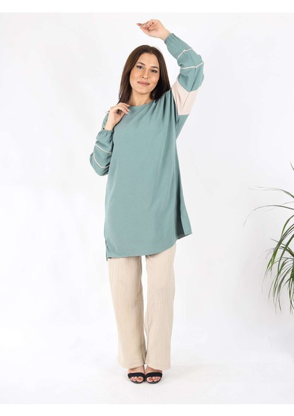 Garni Detaylı Aurobin Kumaş Tunik Yeşil fırsatları