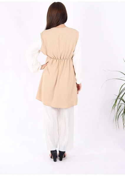 Kolları Lastik Detaylı Aurobin Kumaş Tunik Camel fırsatları