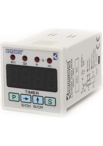 RZ1D1S-5 Rz1 Serisi 230VAC 1CO5A (Rezistif) 0,1sn-99,59 Saat Dijital Zaman Rölesi