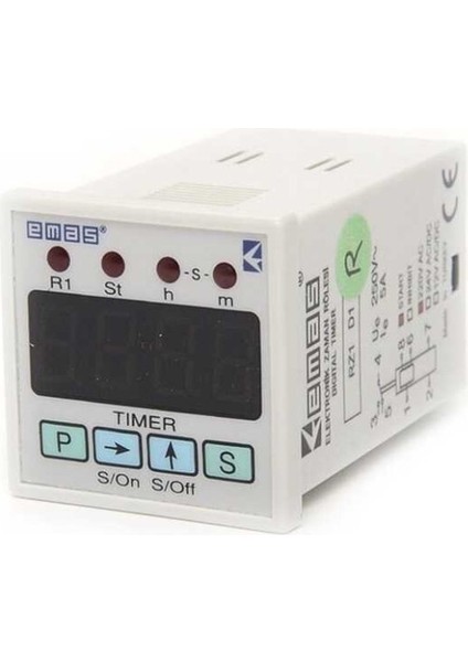 RZ1D1R-5 Rz1 Serisi 230VAC 1CO5A (Rezistif) 0,1sn-99,59 Saat Dijital Zaman Rölesi