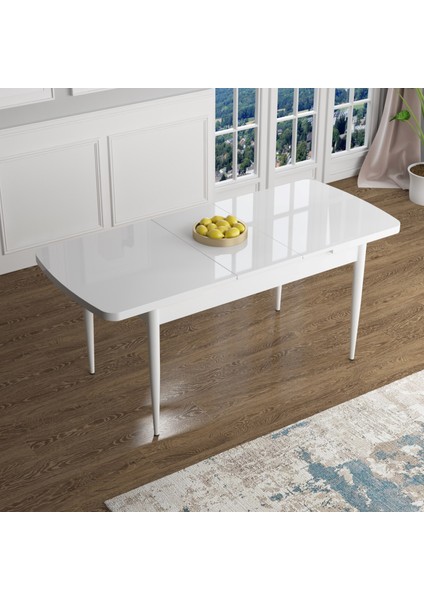 Concept Han Serisi 70X114 Açılabilir Mdf Beyaz Mermer Desen Mutfak Masası Takımı 6 Sandalye
