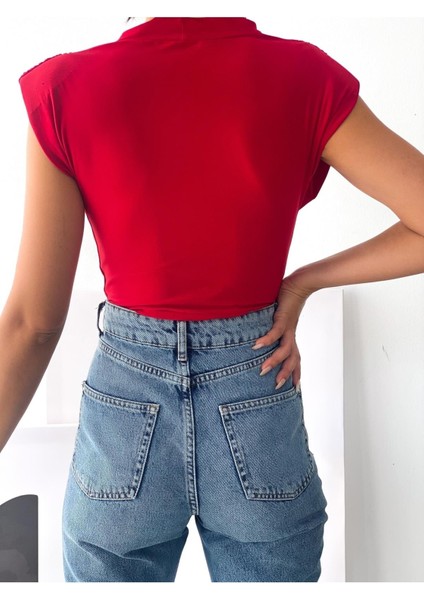 Kadın Vatka Detaylı Kruvaze Yaka Bodysuit indirimleri