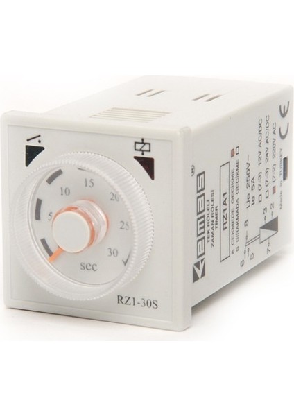 RZ1A2C12S-5 Rz1 Serisi 230VAC 1CO+1NO5A (Rezistif) 0,1SN-12SN Analog Zaman Elektronik Röle