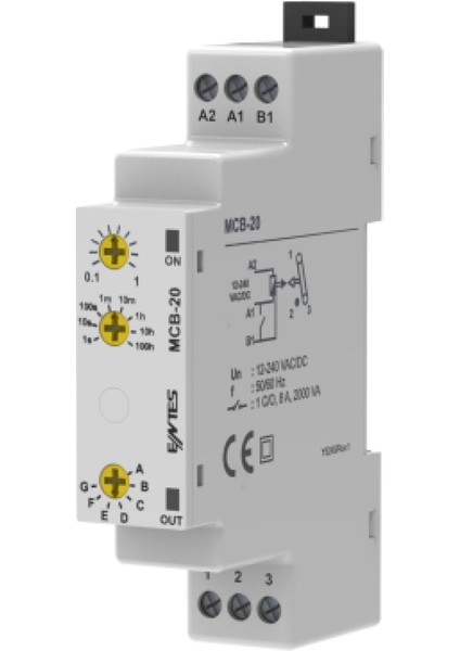 M4897 Mcb-20 Dın1 12-240VAC/DC Çok Fonsiyonlu Zaman Rölesi
