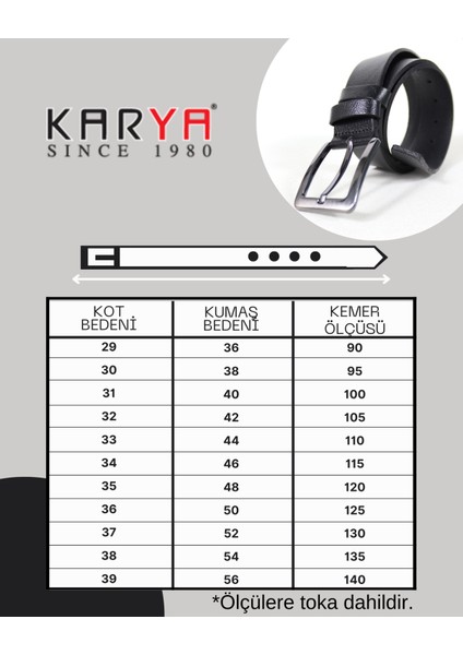 KARYA DERİ %100 Hakiki Deri Kadın Kemer 8000
