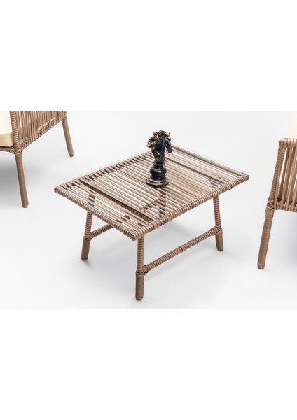 Icon Bahçe ve Balkon Mobilyası Takımı (2+1+1+Sehpa) Kahve