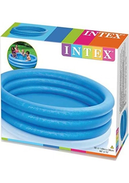 Şişme Havuz 168 cm x 38 cm 3 Halkalı Kristal Mavi 3 Yaş ve Üzeri Çocuklar İçin