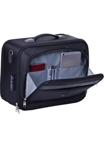 Pilot Çantası Orta Boy Evrak Laptop Notebook Çantası Teknik Servis Çantası Lüx Kasalı Pilot Hostes Çantası Siyah