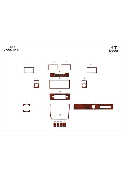 Meriç® Lada Jiguli 2107 Ön Torpido Kaplama Maun 17 Parça 2017-›