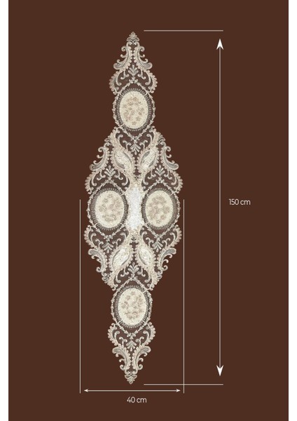 Viceroy Fransız Dantelli Tek Runner 150X40 cm Masa Örtüsü