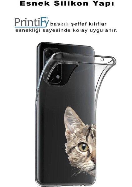 Apple Ipnone 5se Uyumlu Kapak Catface Tasarımlı Şeffaf Silikon Kılıf