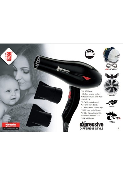 Expressive Different Style - Ionıc - Bldc Motor - Fön Makinası - Sedefli Kiremit