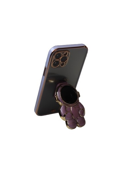 Samsung Galaxy A50S A507 Uyumlu Kılıf Astronot Gizli Standlı Silikon Lazer Arkası Şeffaf Tpu