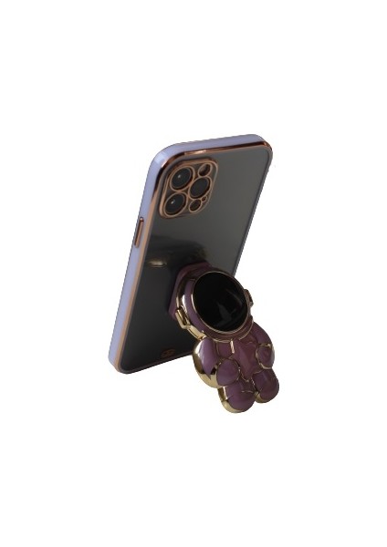 Samsung Galaxy A50S A507 Uyumlu Kılıf Astronot Gizli Standlı Silikon Lazer Arkası Şeffaf Tpu