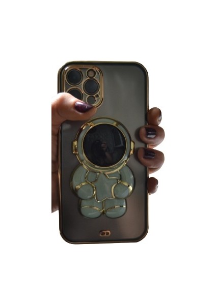Samsung Galaxy A50S A507 Uyumlu Kılıf Astronot Gizli Standlı Silikon Lazer Arkası Şeffaf Tpu