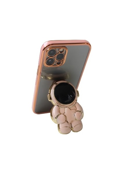 Samsung Galaxy A50S A507 Uyumlu Kılıf Astronot Gizli Standlı Silikon Lazer Arkası Şeffaf Tpu
