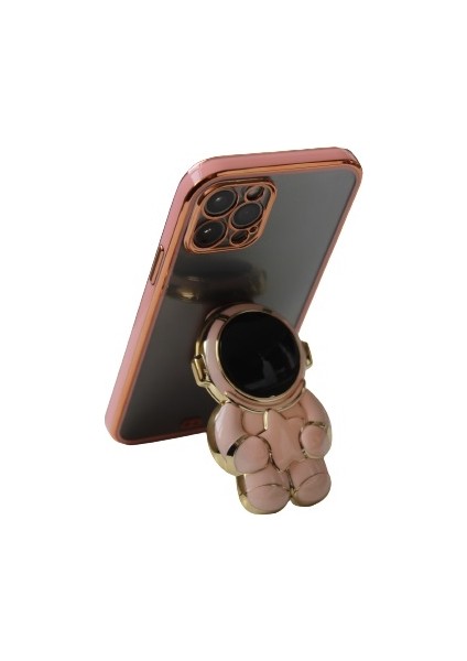 Samsung Galaxy A50S A507 Uyumlu Kılıf Astronot Gizli Standlı Silikon Lazer Arkası Şeffaf Tpu