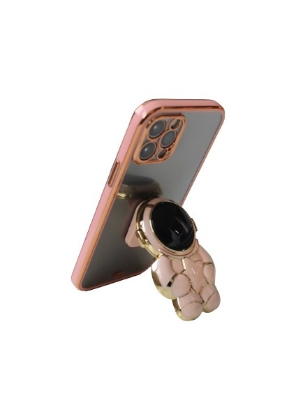 Samsung Galaxy A50S A507 Uyumlu Kılıf Astronot Gizli Standlı Silikon Lazer Arkası Şeffaf Tpu