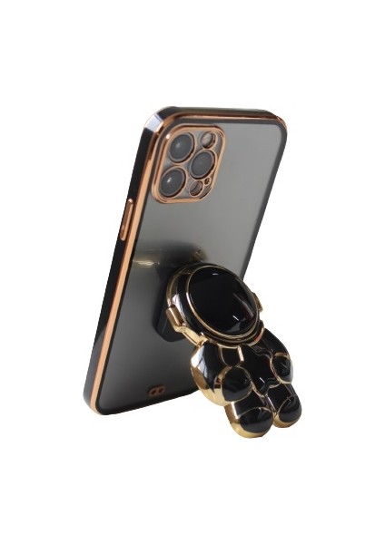 Apple iphone Xr Uyumlu Kılıf Astronot Gizli Standlı Silikon Lazer Arkası Şeffaf Tpu