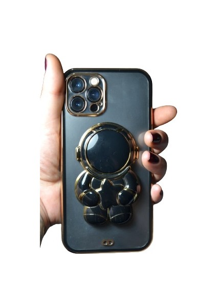 Apple iphone Xr Uyumlu Kılıf Astronot Gizli Standlı Silikon Lazer Arkası Şeffaf Tpu