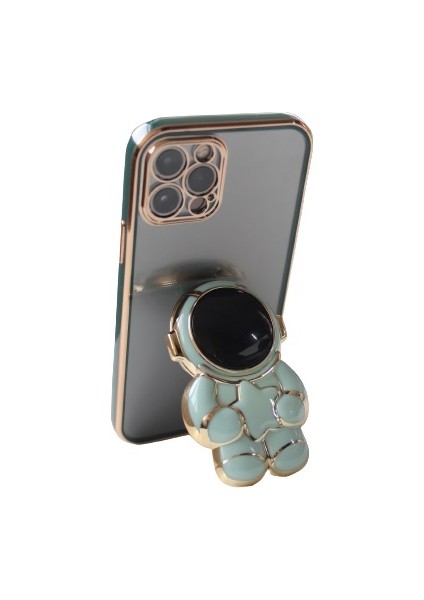 Samsung Galaxy A50S A507 Uyumlu Kılıf Astronot Gizli Standlı Silikon Lazer Arkası Şeffaf Tpu