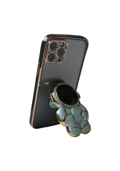 Samsung Galaxy A50S A507 Uyumlu Kılıf Astronot Gizli Standlı Silikon Lazer Arkası Şeffaf Tpu