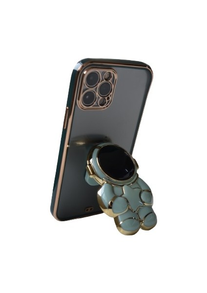 Samsung Galaxy A50S A507 Uyumlu Kılıf Astronot Gizli Standlı Silikon Lazer Arkası Şeffaf Tpu