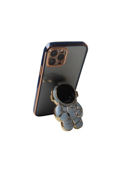Samsung Galaxy A50S A507 Uyumlu Kılıf Astronot Gizli Standlı Silikon Lazer Arkası Şeffaf Tpu