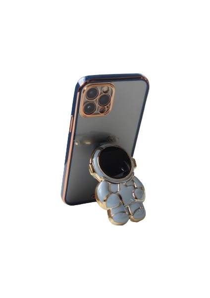 Samsung Galaxy A50S A507 Uyumlu Kılıf Astronot Gizli Standlı Silikon Lazer Arkası Şeffaf Tpu