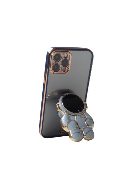 Samsung Galaxy A50S A507 Uyumlu Kılıf Astronot Gizli Standlı Silikon Lazer Arkası Şeffaf Tpu