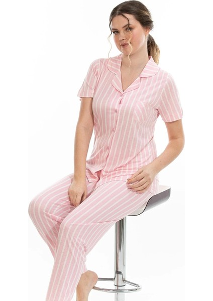 Bambu Kısa Kol Önden Düğmeli Kadın Pijama Takım 73101 fiyatları