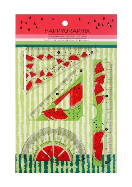 Cetvel Seti (Iletki , Cetvel , Gönye), "happygraphix. Watermellon" 45-0017/01