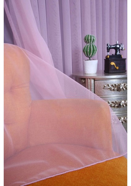 Taç Pembe Düz Renk, 1/2 Seyrek Pile Tül Perde Tek Kanat - 100 x 250 cm fırsatları