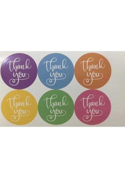 Genç Girişimci Kuşe Sticker- Thank You Karışık Renkli- (4X4CM) 70 Adet