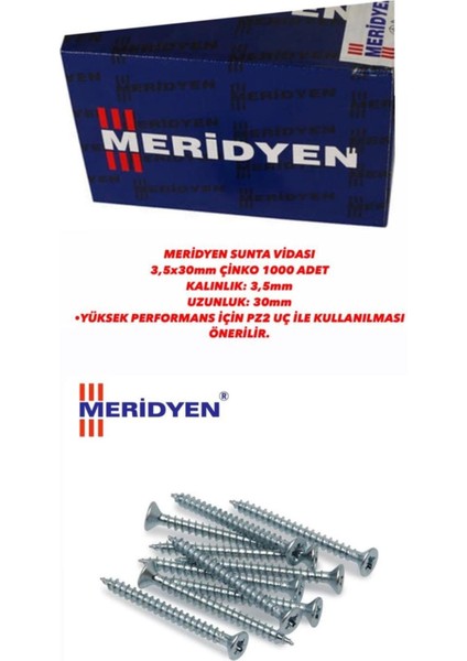 Sunta Vidası 3,5X30 mm Çinko 1000 Adet
