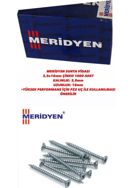 Sunta Vidası 3,5X18 mm Çinko 1000 Adet